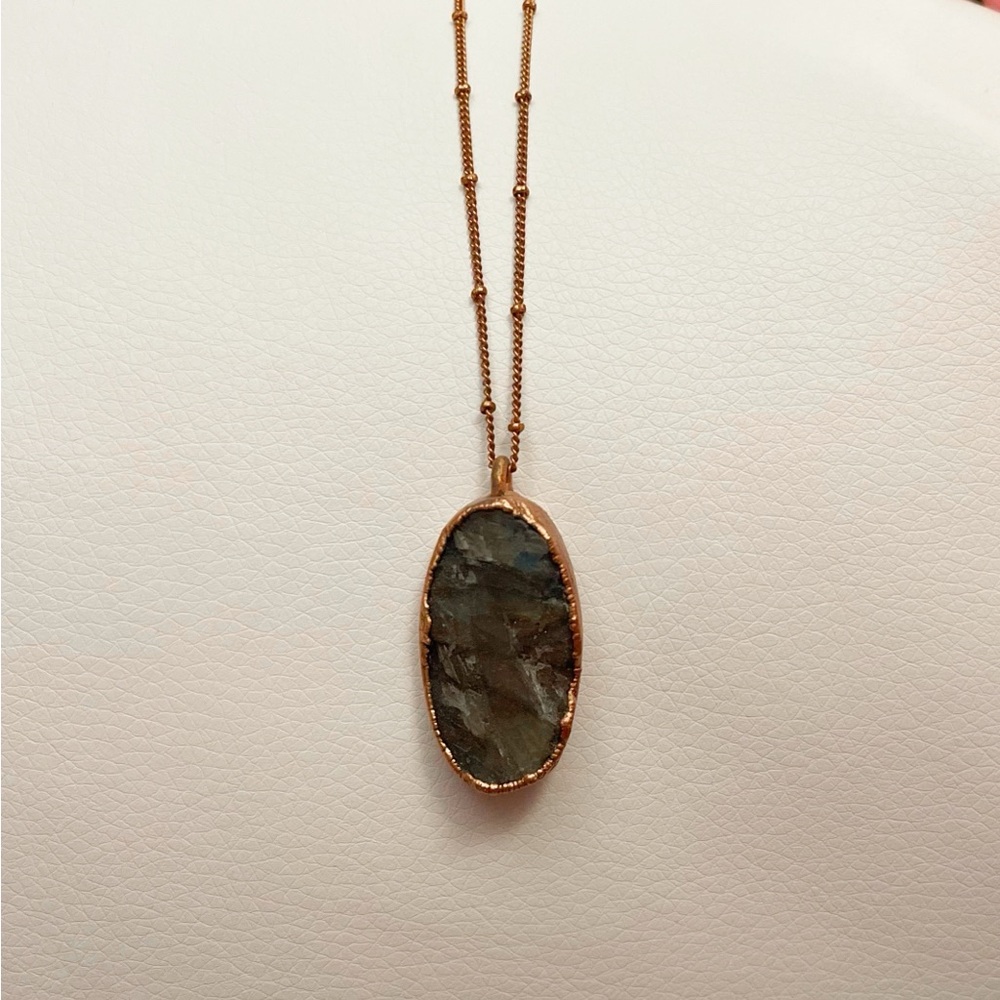 Raw Labradorite & Copper Pendant Necklace